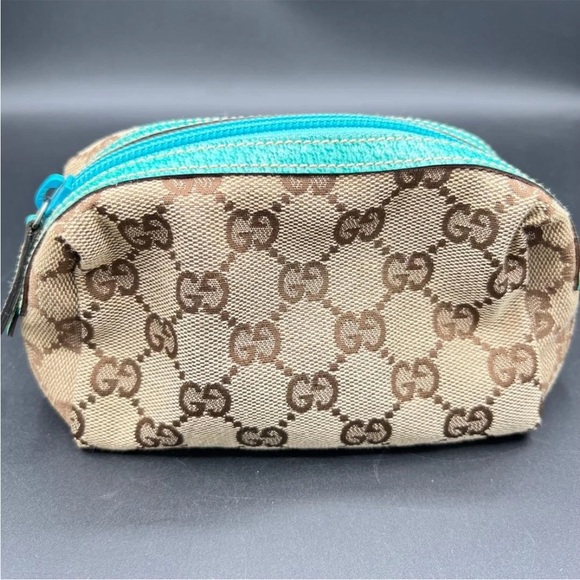 Gucci Tan and Teal Patterned Pouch - Picture 4 of 10